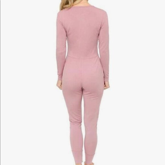 NWOT Privilege Sleep by Priv Onesie Romper Sz S Light Mauve Pink Buttery Soft - Picture 3 of 4
